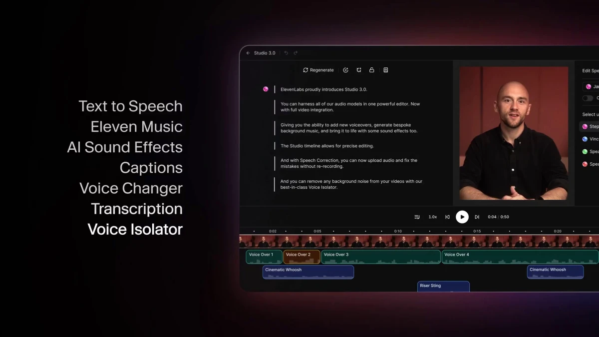 ElevenLabs представила Studio 3.0 &mdash; редактор, где звук и видео наконец-то встретились