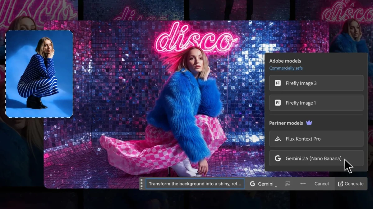 Photoshop Beta получил AI-модели Google и Black Forest Labs: тестируем Nano Banana и Flux Kontext