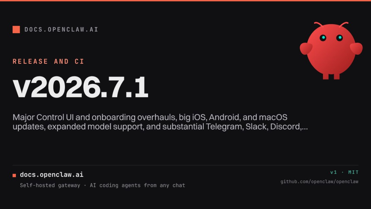 Вышел OpenClaw 2026.7.1 с новым интерфейсом, мобильными приложениями и поддержкой GPT-5.6